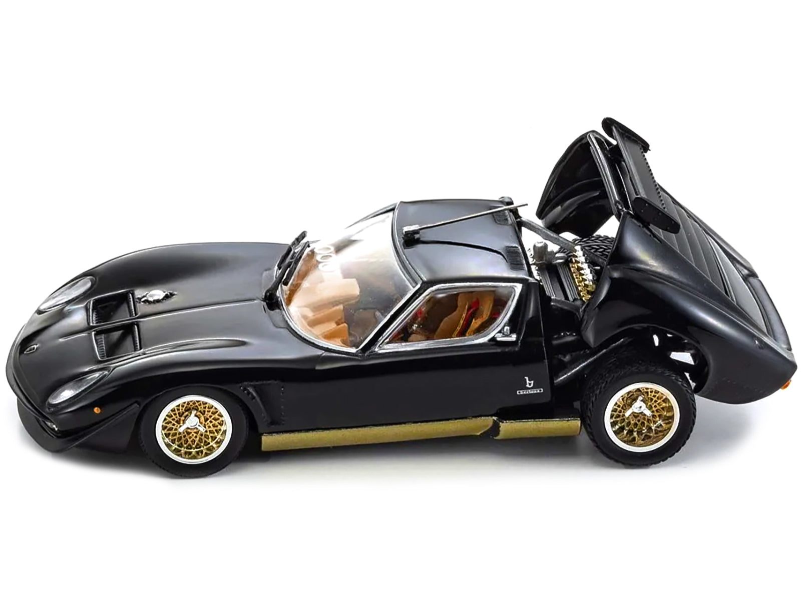 Lamborghini Miura SVR Black with Gold Accents and Wheels 1/43 - Premium Lamborghini Models from Kyosho - Just $99.99! Shop now at Rapidvehicles