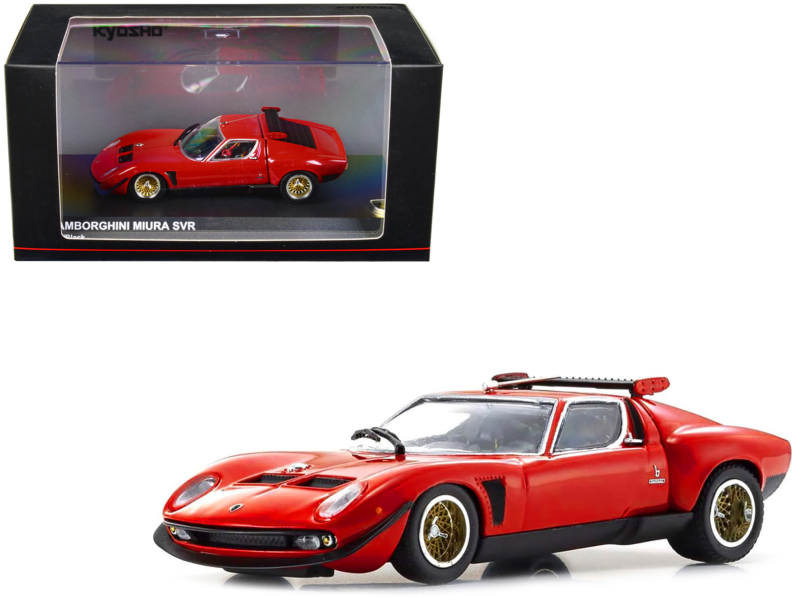 Lamborghini Miura SVR Red with Black Accents and Gold Wheels 1/43 Diecast Model Car by Kyosho free shipping USA