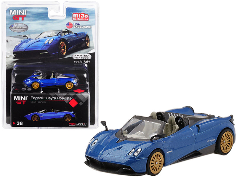 Pagani Huayra Roadster Blue Francia "U.S.A. Exclusive" Limited Edition to 4800 pieces Worldwide 1/64 Diecast Model Car by Mini GT - Premium  from Rapidvehicles - Just $20.99! Shop now at Rapidvehicles