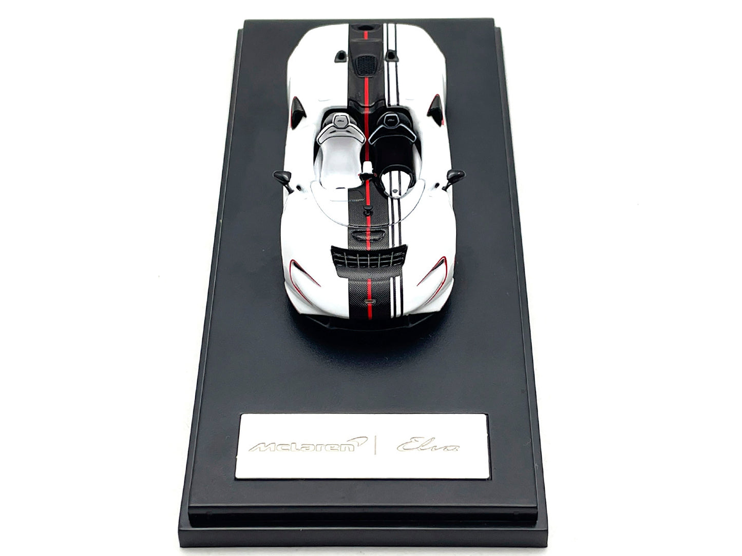 McLaren Elva Convertible White with Carbon and Red Stripes 1/64 - Premium McLaren Models from LCD Models - Just $79.99! Shop now at Rapidvehicles