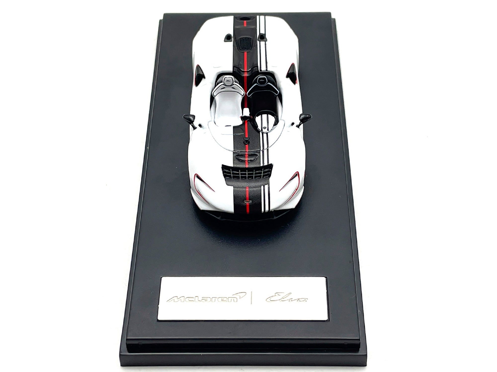 McLaren Elva Convertible White with Carbon and Red Stripes 1/64 - Premium McLaren Models from LCD Models - Just $65.99! Shop now at Rapidvehicles