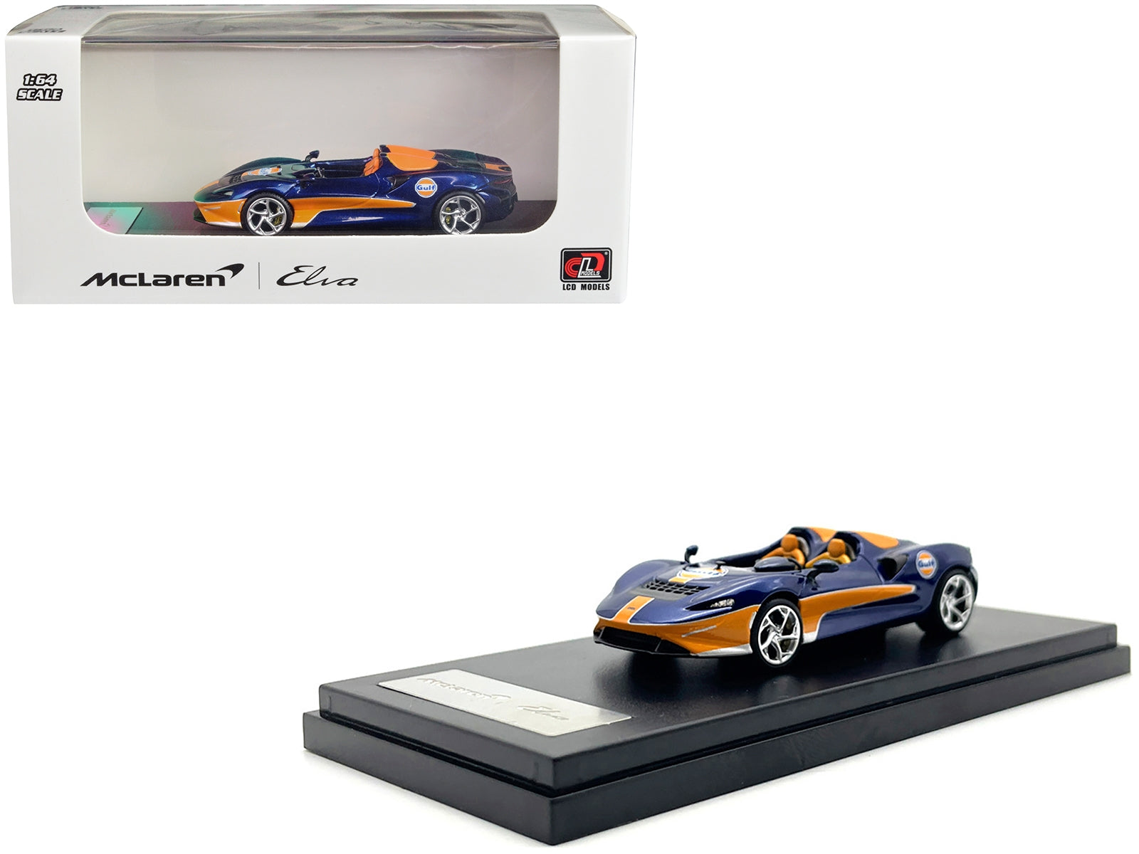 McLaren Elva Convertible Dark Blue Metallic with Orange Accents - Premium McLaren Models from LCD Models - Just $65.99! Shop now at Rapidvehicles