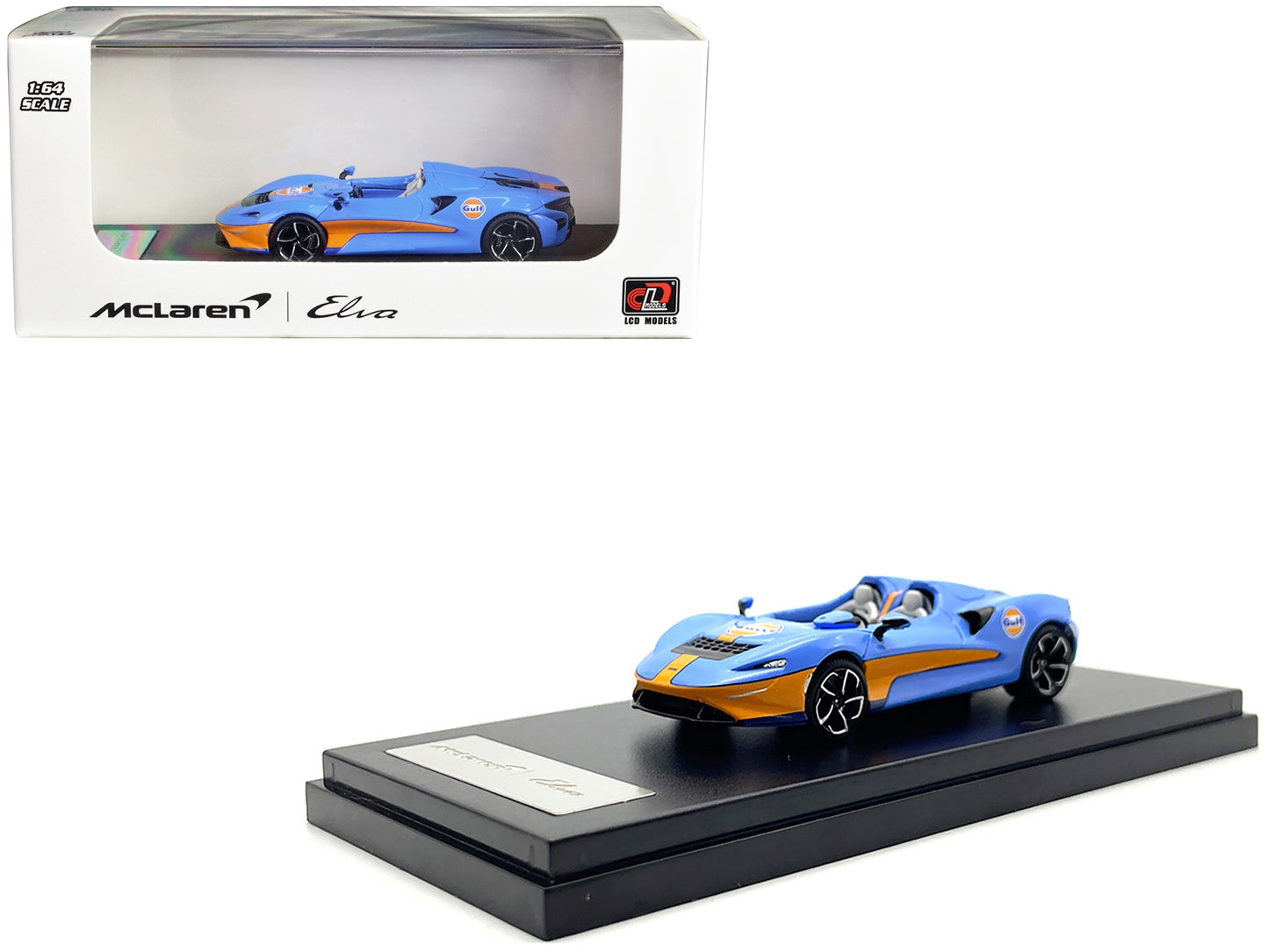 McLaren Elva Convertible Light Blue with Orange Accents "Gulf - Premium McLaren Models from LCD Models - Just $71.99! Shop now at Rapidvehicles