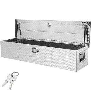 VEVOR Heavy Duty Aluminum Truck Bed Tool Box, Diamond Plate Tool Box with Side Handle and Lock Keys, Storage Tool Box Chest Box Organizer for Pickup, Truck Bed, RV, Trailer, 48"x15"x15", Silver - Premium Truck Tool Boxes from VEVOR - Just $246.99! Shop now at Rapidvehicles