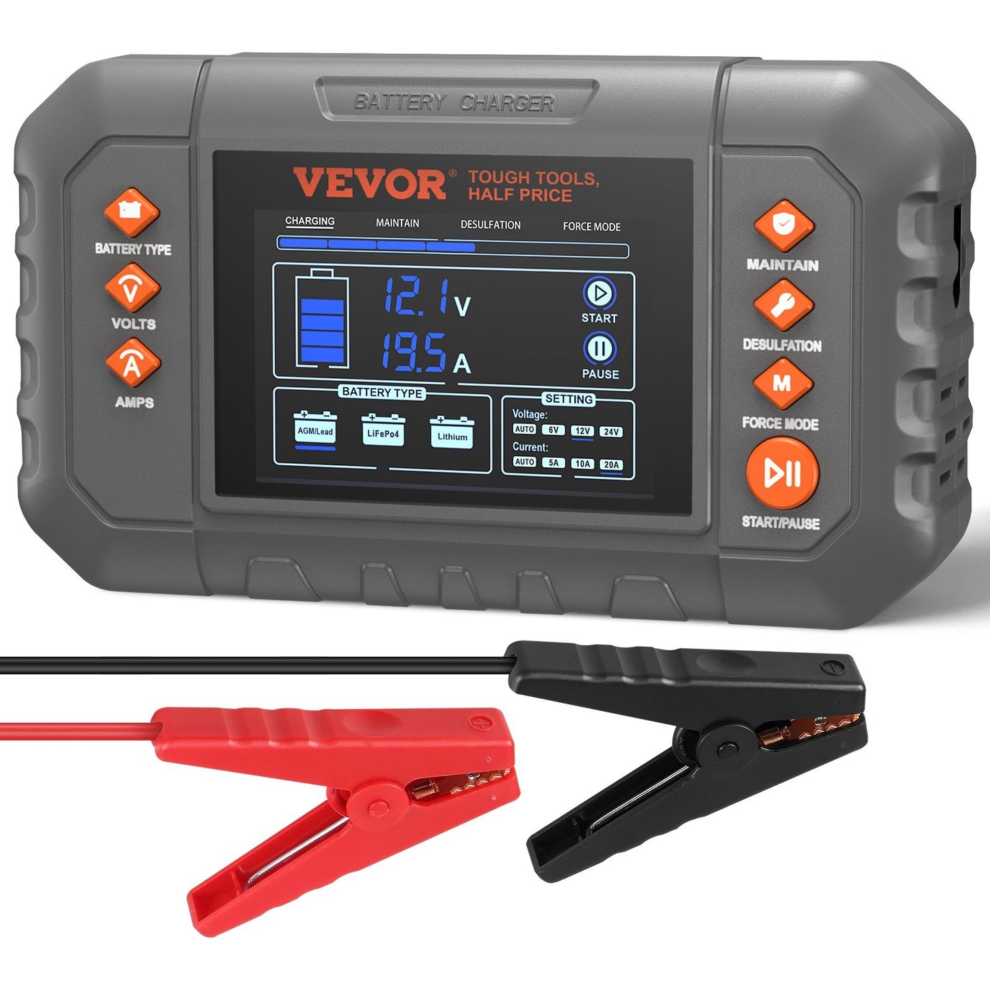 VEVOR Smart Battery Charger, 20-Amp, Lithium LiFePO4 Lead-Acid - Premium Battery Charger from VEVOR - Just $109.97! Shop now at Rapidvehicles