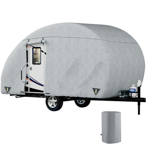 VEVOR Teardrop Trailer Cover, Fit for 16' - 18' Trailers, Upgraded Non-Woven 4 Layers Camper Cover, UV-proof Waterproof Travel Trailer Cover w/ 2 Wind-proof Straps, 1 Storage Bag and 1 Back Gate - Premium Trailer Cover from VEVOR - Just $138.99! Shop now at Rapidvehicles