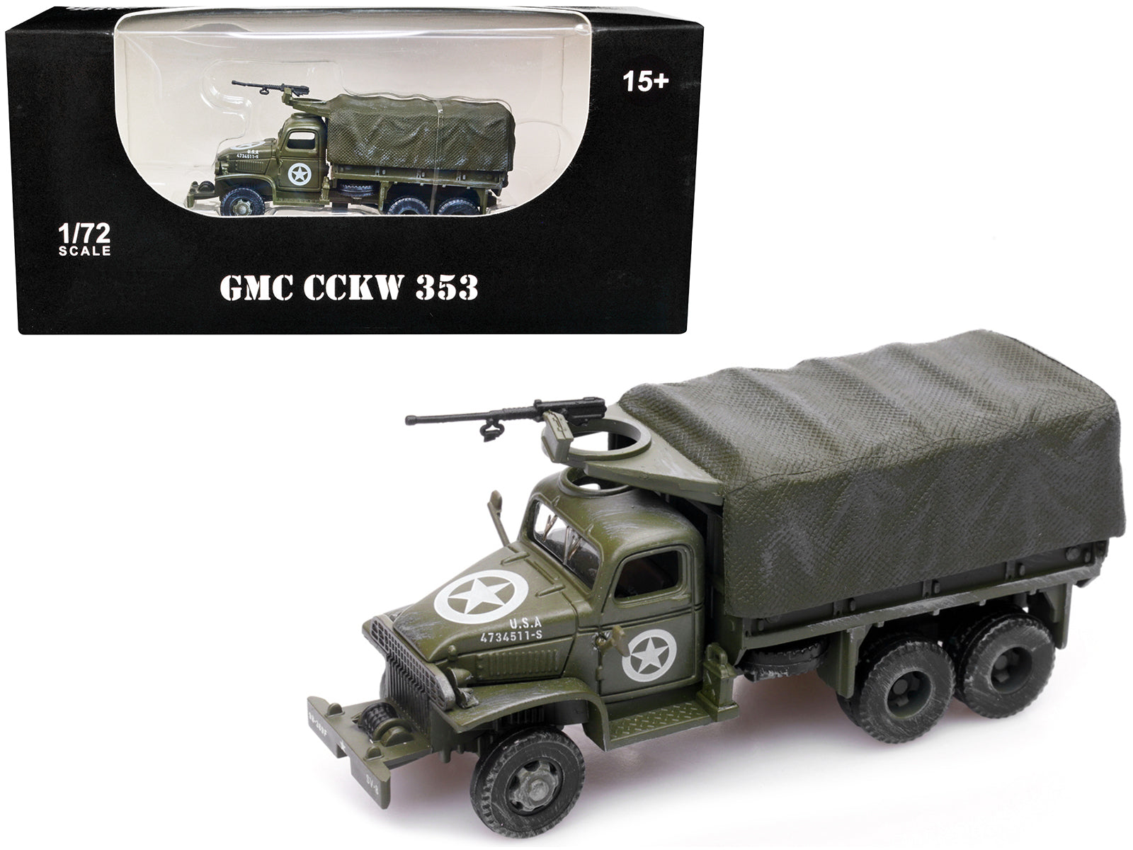GMC CCKW 353 Truck With Mounted Gun Olive Drab "4734511-S" US Army World War II 1/72 Diecast Model by Legion free shipping USA