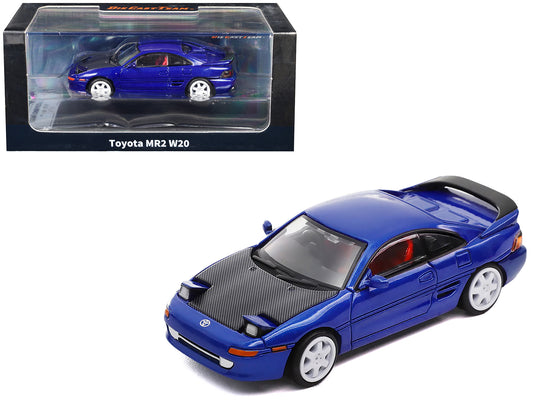 Toyota MR2 W20 RHD (Right Hand Drive) Blue Metallic with Carbon Hood 1/64 Diecast Model Car by Die Cast Team - Use code SHOPAPP15 to get 15 percent off
