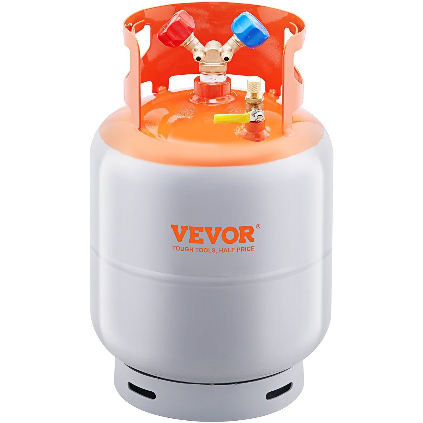 VEVOR Refrigerant Recovery Tank, 50 LBS Capacity, 400 psi Portable Cylinder Tank with Y-Valve for Liquid/Vapor, High-sealing Recovery Can for R22/R134A/R410A, Orange+Gray - Premium Recovery Cylinder from VEVOR - Just $124.07! Shop now at Rapidvehicles