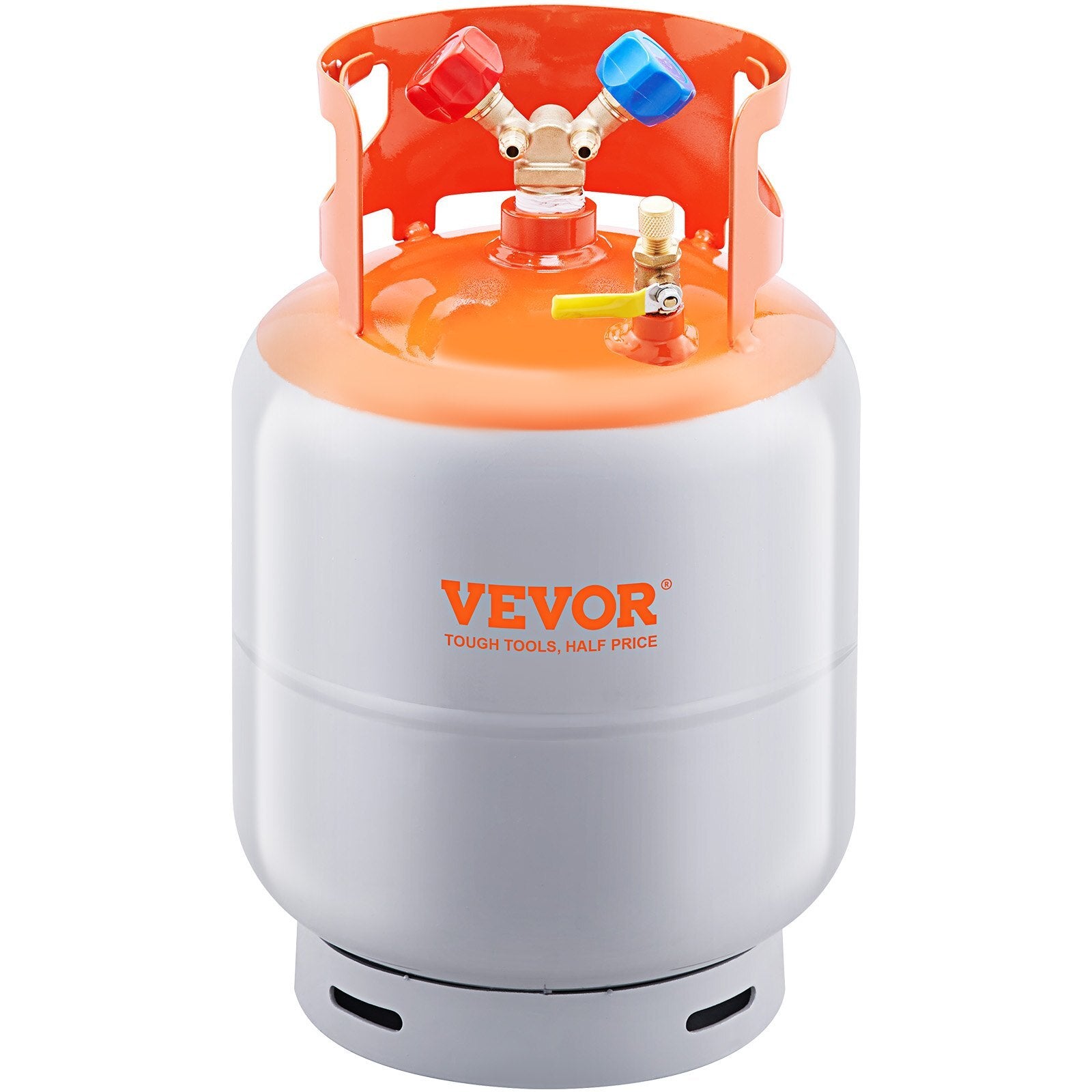 VEVOR Refrigerant Recovery Tank, 50 LBS Capacity, 400 psi Portable Cylinder Tank with Y-Valve for Liquid/Vapor, High-sealing Recovery Can for R22/R134A/R410A, Orange+Gray - Premium Recovery Cylinder from VEVOR - Just $123.19! Shop now at Rapidvehicles