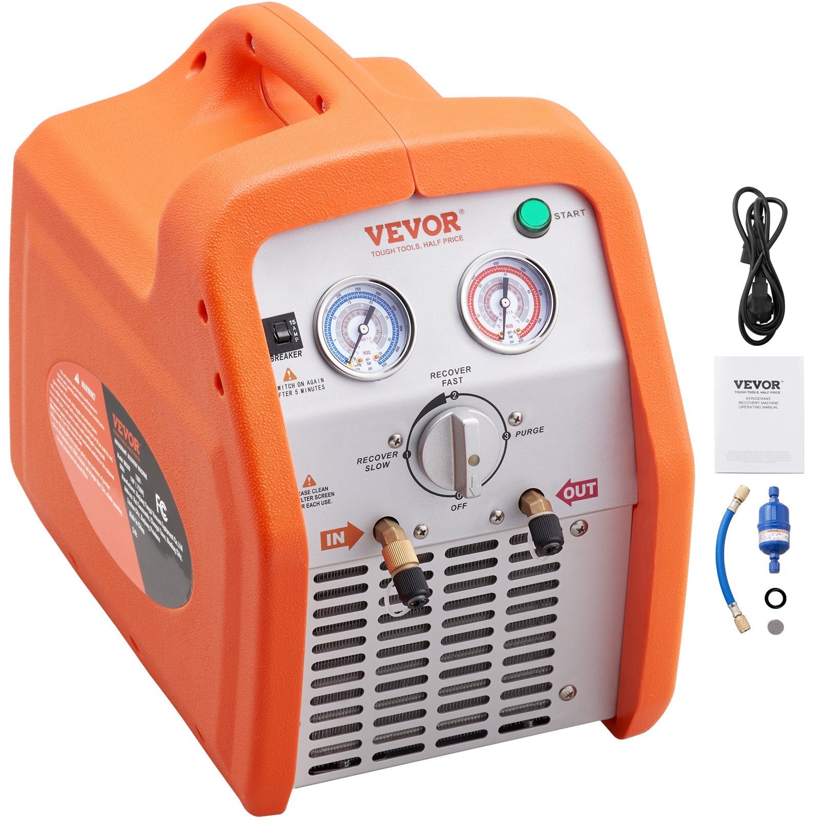 VEVOR 1 HP Refrigerant Recovery Machine - Dual Cylinder Portable AC Recovery Machine with High Pressure Protection 120V 60Hz Recovery Machine HVAC for Vapor Liquid Refrigerant, Car Air Conditioning - Premium Recovery Machine from VEVOR - Just $532.99! Shop now at Rapidvehicles