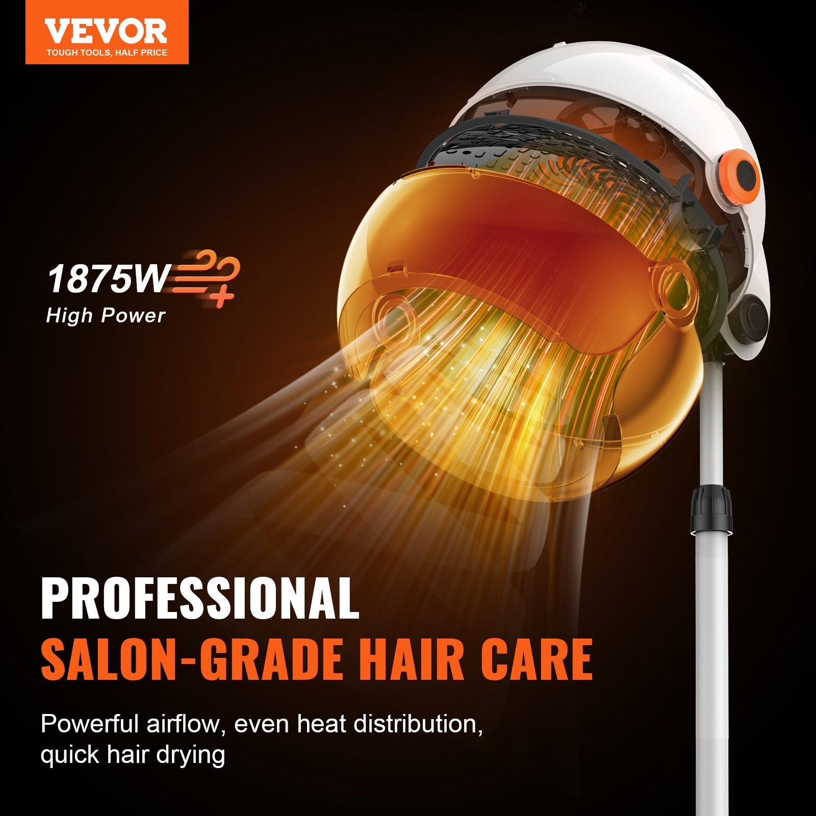 VEVOR Professional Hooded Dryer, 1875W High-Power Bonnet Hair Dryer, Sit Under Hair Dryer with Timer, 3 Temp Settings & Wind Speed, Floor Standing Rolling Base with Wheels for Beauty Salon Home Spa - Premium Hair Dryers from VEVOR - Just $126.89! Shop now at Rapidvehicles