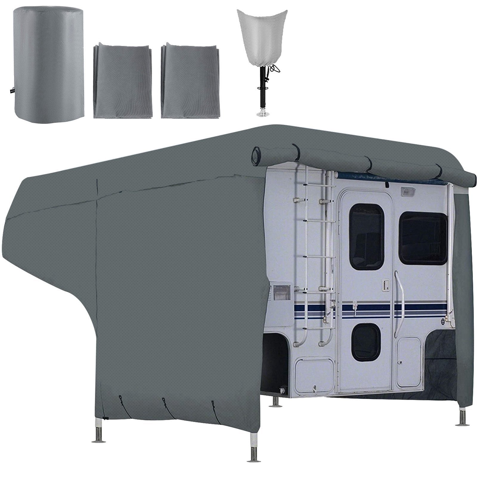 VEVOR RV Cover, 8'-10' Travel Trailer RV Cover, Windproof RV & Trailer Cover, Extra-Thick 4 Layers Durable Camper Cover, Waterproof Ripstop Anti-UV for RV Motorhome with Adhesive Patch & Storage Bag - Premium RV Cover from VEVOR - Just $105.74! Shop now at Rapidvehicles