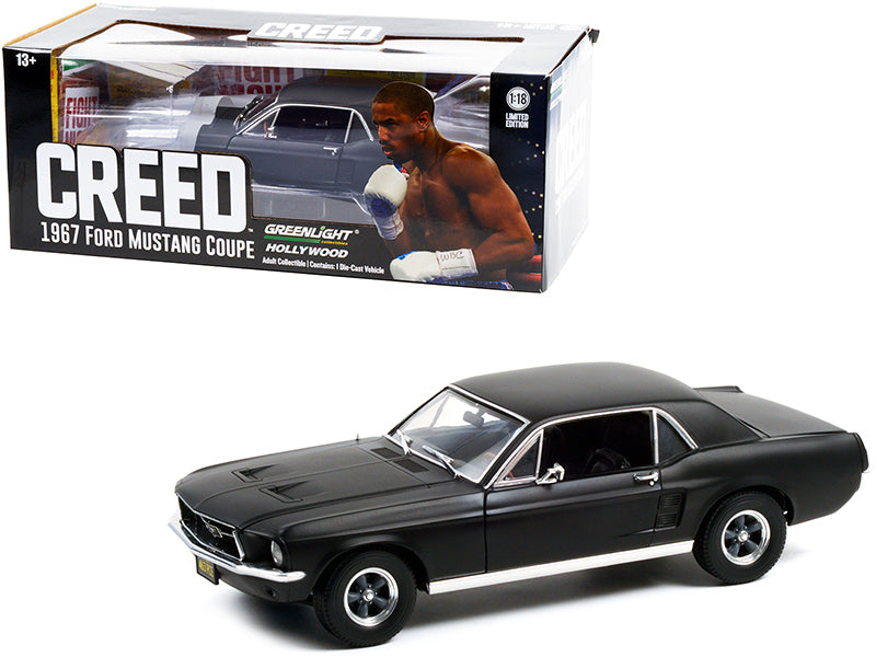 1967 Ford Mustang Coupe Matt Black (Adonis Creed's) "Creed" (2015) Movie 1/18 Diecast Model Car by Greenlight - Premium  from Rapidvehicles - Just $99.99! Shop now at Rapidvehicles