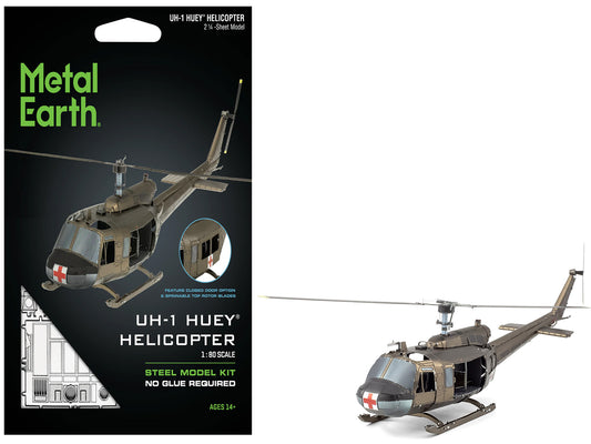 Model Kit Bell UH-1 Iroquois Helicopter "Huey" United States Army (Moderate Difficulty) Steel Model by Metal Earth