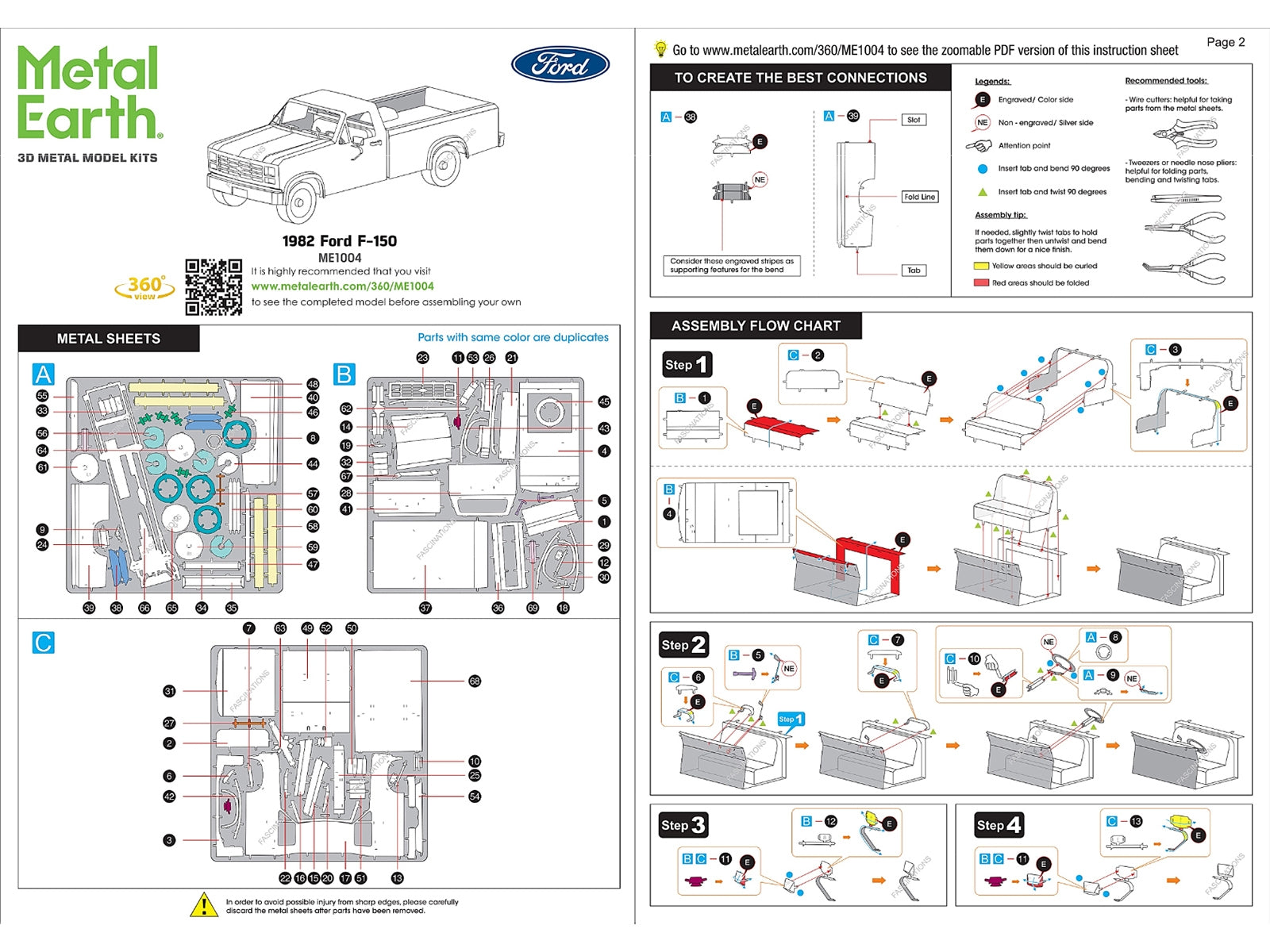 Model Kit 1982 Ford F-150 Pickup Truck Blue and White (Moderate Difficulty) Steel Model by Metal Earth - Premium Model Kits(To Built) from Metal Earth - Just $35.16! Shop now at Rapidvehicles