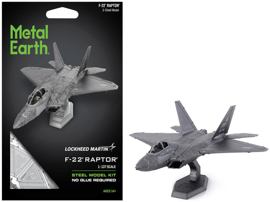 Model Kit Lockheed Martin F-22 Raptor Stealth Aircraft "United States Air Force" (Moderate Difficulty) Steel Model by Metal Earth