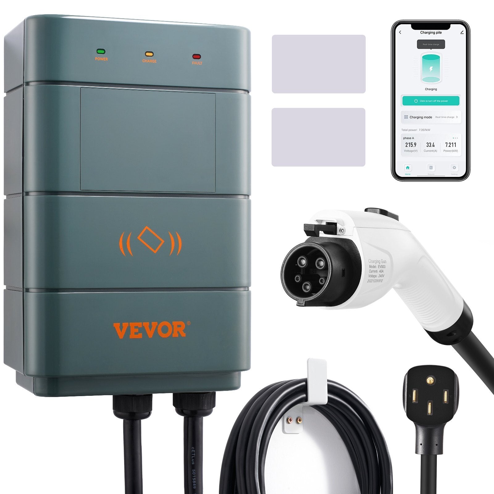 VEVOR Level 2 Electric Vehicle Charging Station, 0-40A Adjustable, 9.6 kW 240V NEMA 14-50 Plug Smart EV Charger with WiFi, 22-Foot TPE Charging Cable for Indoor/Outdoor Use, ETL&Energy Star Certified - Premium Portable EV Charger from VEVOR - Just $484.89! Shop now at Rapidvehicles