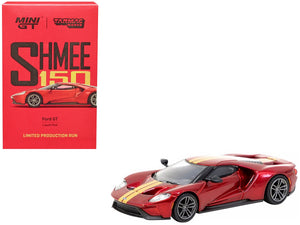 Ford GT Liquid Red Metallic with Gold Stripes "Shmee150 Collection" "Collaboration Model" 1/64 Diecast Model Car by Mini GT & Tarmac Works - Premium Ford Models from Mini GT - Just $42.83! Shop now at Rapidvehicles