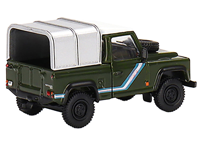 Land Rover Defender 90 Pickup Truck Bronze Green with White Top and Silver Camper Shell Limited Edition to 1200 pieces Worldwide 1/64 Diecast Model Car by Mini GT - Premium Range/Land Rover from Mini GT - Just $29.99! Shop now at Rapidvehicles