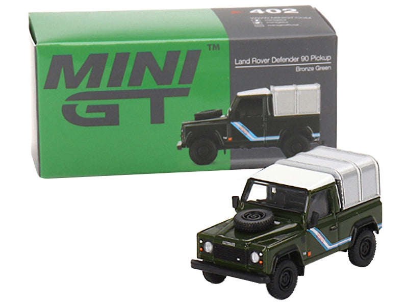 Land Rover Defender 90 Pickup Truck Bronze Green with White Top and Silver Camper Shell Limited Edition to 1200 pieces Worldwide 1/64 Diecast Model Car by Mini GT - Premium Range/Land Rover from Mini GT - Just $29.99! Shop now at Rapidvehicles