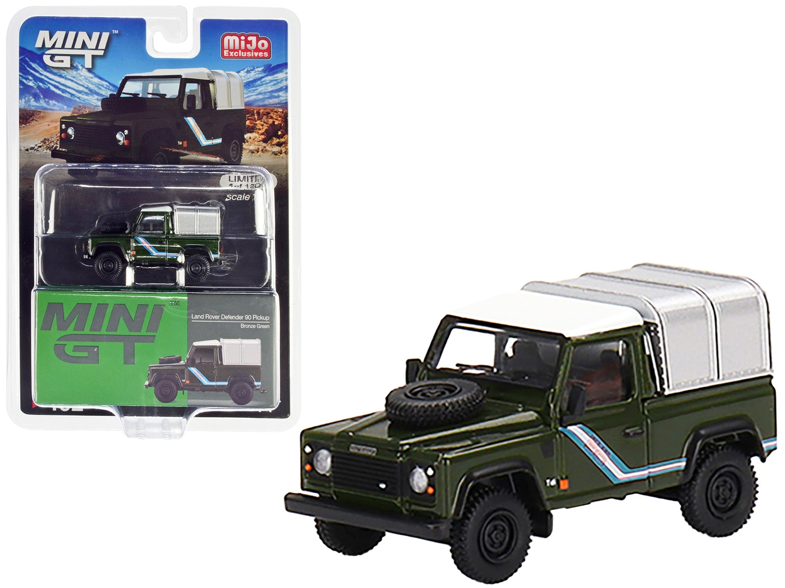 Land Rover Defender 90 Pickup Truck Bronze Green with White Top and Silver Camper Shell Limited Edition to 1200 pieces Worldwide 1/64 Diecast Model Car by Mini GT - Premium Range/Land Rover from Mini GT - Just $29.99! Shop now at Rapidvehicles