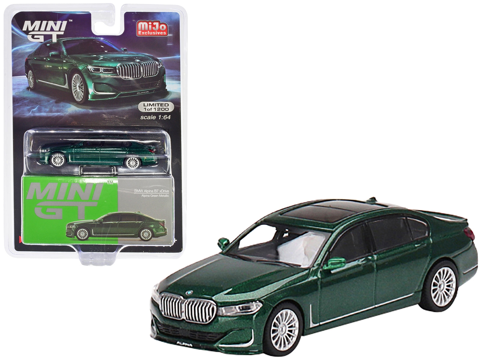 BMW Alpina B7 xDrive Alpina Green Metallic Limited Edition to 1200 pieces Worldwide 1/64 Diecast Model Car by Mini GT - Premium BMW Models from Mini GT - Just $29.99! Shop now at Rapidvehicles