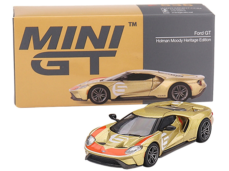 Ford GT #5 "Holman Moody Heritage Edition" Gold Metallic with Red - Premium Ford Models from Mini GT - Just $36.89! Shop now at Rapidvehicles