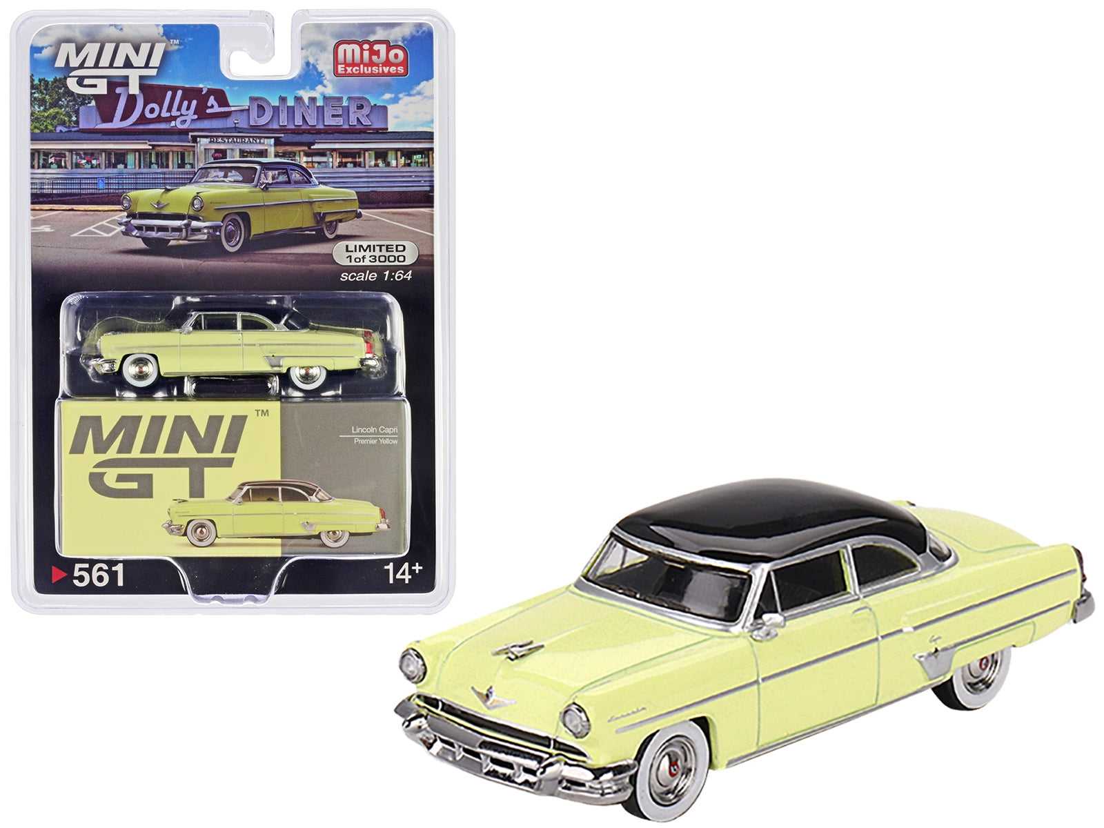 1954 Lincoln Capri Premier Yellow with Black Top Limited Edition - Premium Range/Land Rover from Mini GT - Just $35.09! Shop now at Rapidvehicles