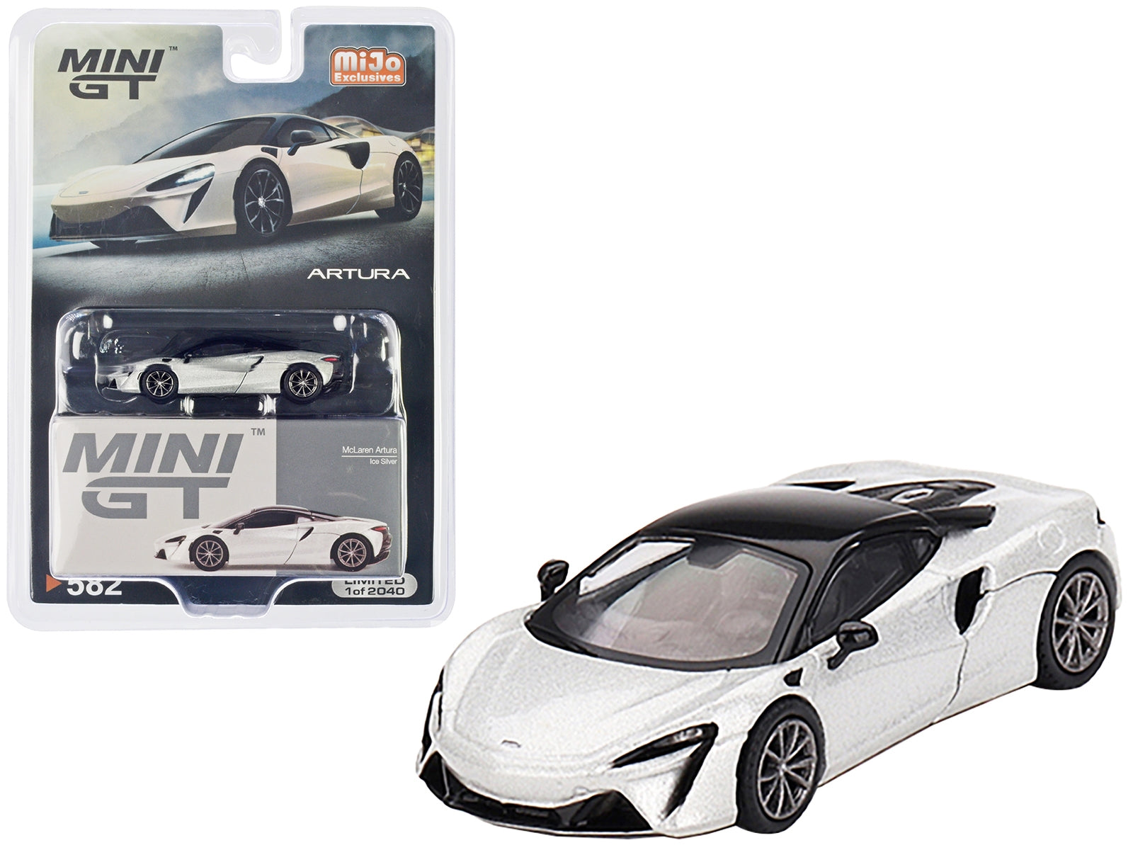 McLaren Artura Ice Silver Metallic with Black Top Limited Edition - Premium McLaren Models from Mini GT - Just $27.99! Shop now at Rapidvehicles