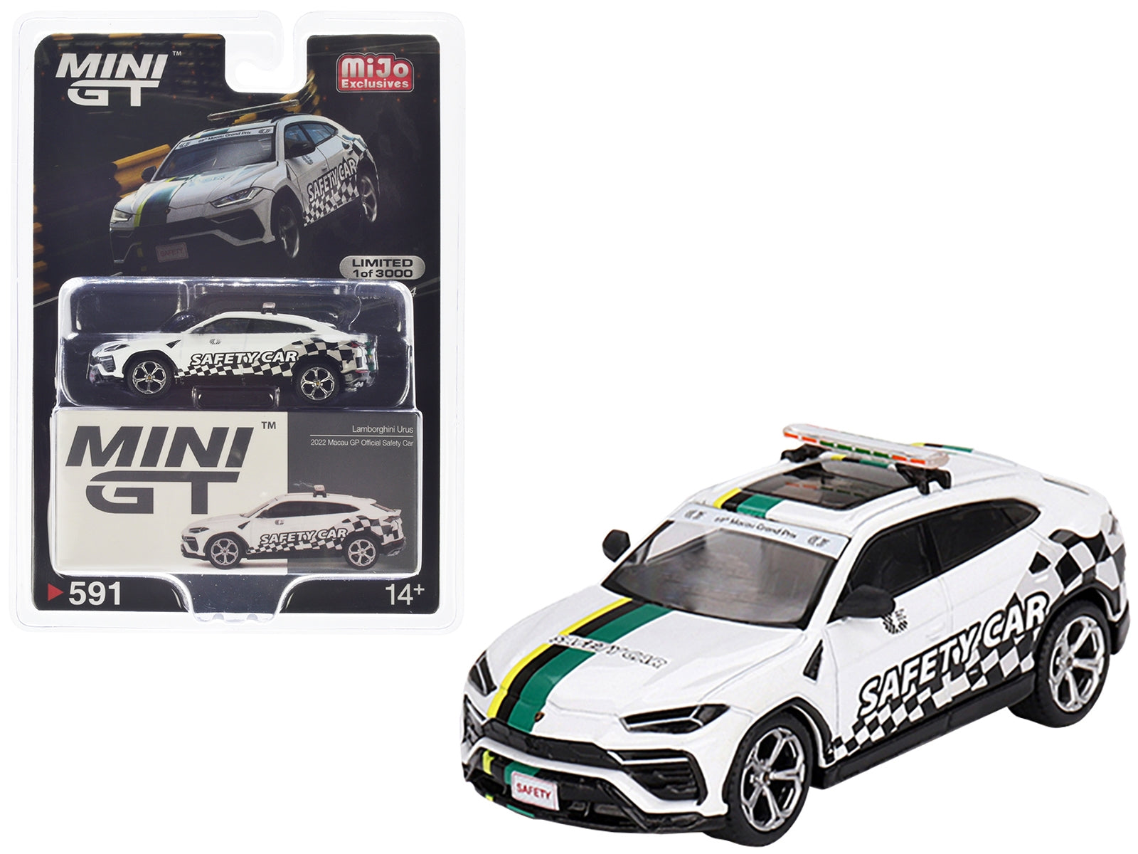 Lamborghini Urus White with Graphics "2022 Macau GP Official - Premium Lamborghini Models from Mini GT - Just $36.89! Shop now at Rapidvehicles