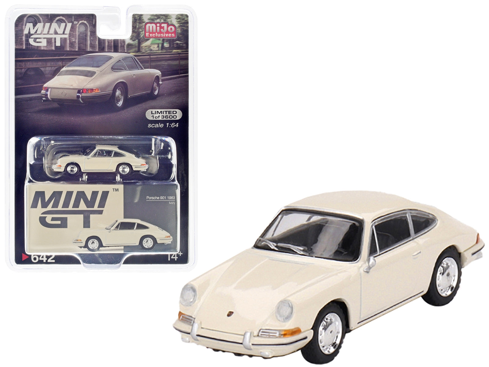 1963 Porsche 901 Ivory Limited Edition to 3600 pieces Worldwide 1/64 Diecast Model Car by Mini GT