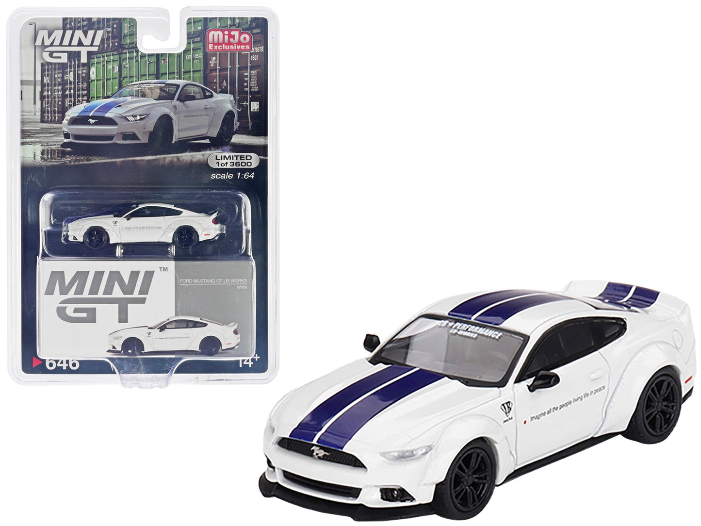 Ford Mustang GT "LB-Works" White with Blue Stripes Limited