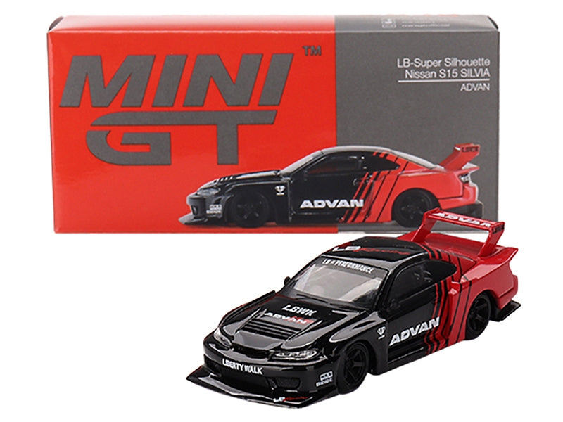 Nissan "LB-Super Silhouette" S15 SILVIA RHD (Right Hand Drive) Red and Black "ADVAN" Limited Edition 1/64 Diecast Model Car by Mini GT - Premium Nissan Models from Mini GT - Just $31.53! Shop now at Rapidvehicles