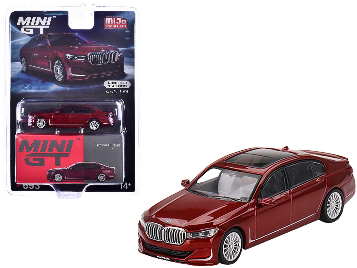 BMW Alpina B7 xDrive Aventurin Dark Red with Sunroof Limited - Premium BMW Models from Mini GT - Just $24.87! Shop now at Rapidvehicles