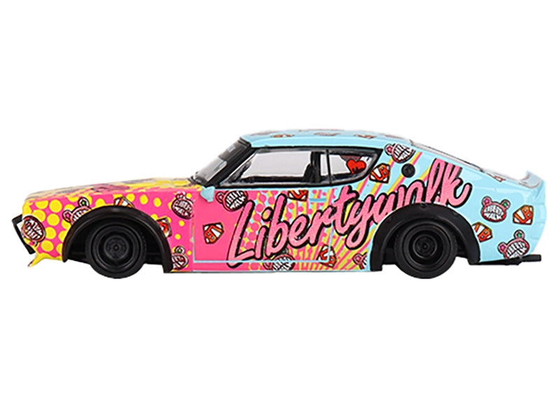 Nissan Skyline Kenmeri "Liberty Walk" RHD (Right Hand Drive) "KUMA" Light Blue and Yellow with Graphics Limited Edition 1/64 Diecast Model Car by Mini GT - Premium Nissan Models from Mini GT - Just $38.99! Shop now at Rapidvehicles