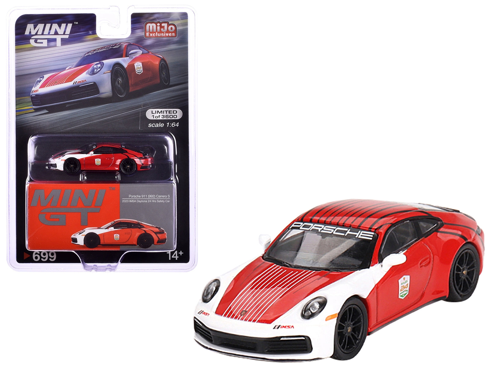 Porsche 911 (992) Carrera S "Safety Car 2023 IMSA Daytona 24 Hours" Red and White with Stripes Limited Edition to 3600 pieces Worldwide 1/64 Diecast Model Car by Mini GT - Premium Porsche Models from Mini GT - Just $23.99! Shop now at Rapidvehicles