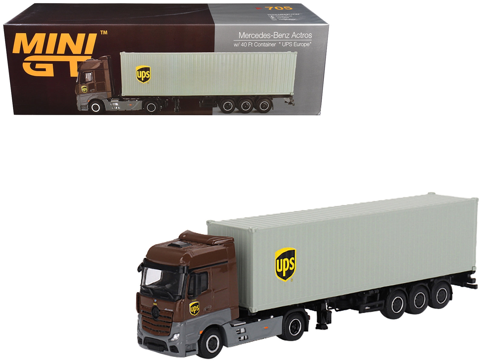 Mercedes-Benz Actros with 40' Container "UPS Europe" Brown and - Premium UPS Models from Mini GT - Just $121.49! Shop now at Rapidvehicles