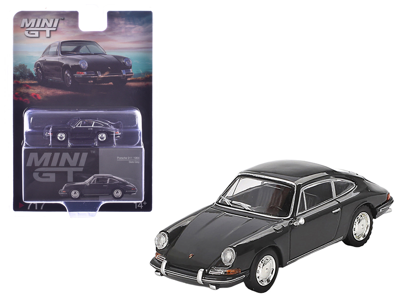 1964 Porsche 911 Slate Gray Limited Edition 1/64 Diecast Model Car by Mini GT free shipping USA