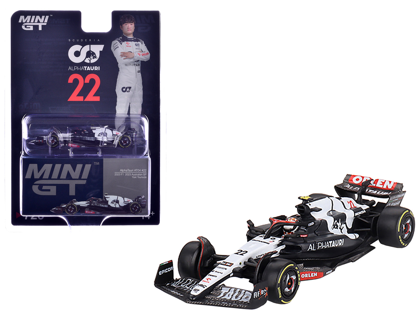 AlphaTauri AT04 #22 Yuki Tsunoda Formula One F1 "Australian GP" (2023) Limited Edition 1/64 Diecast Model Car by Mini GT free shipping USA