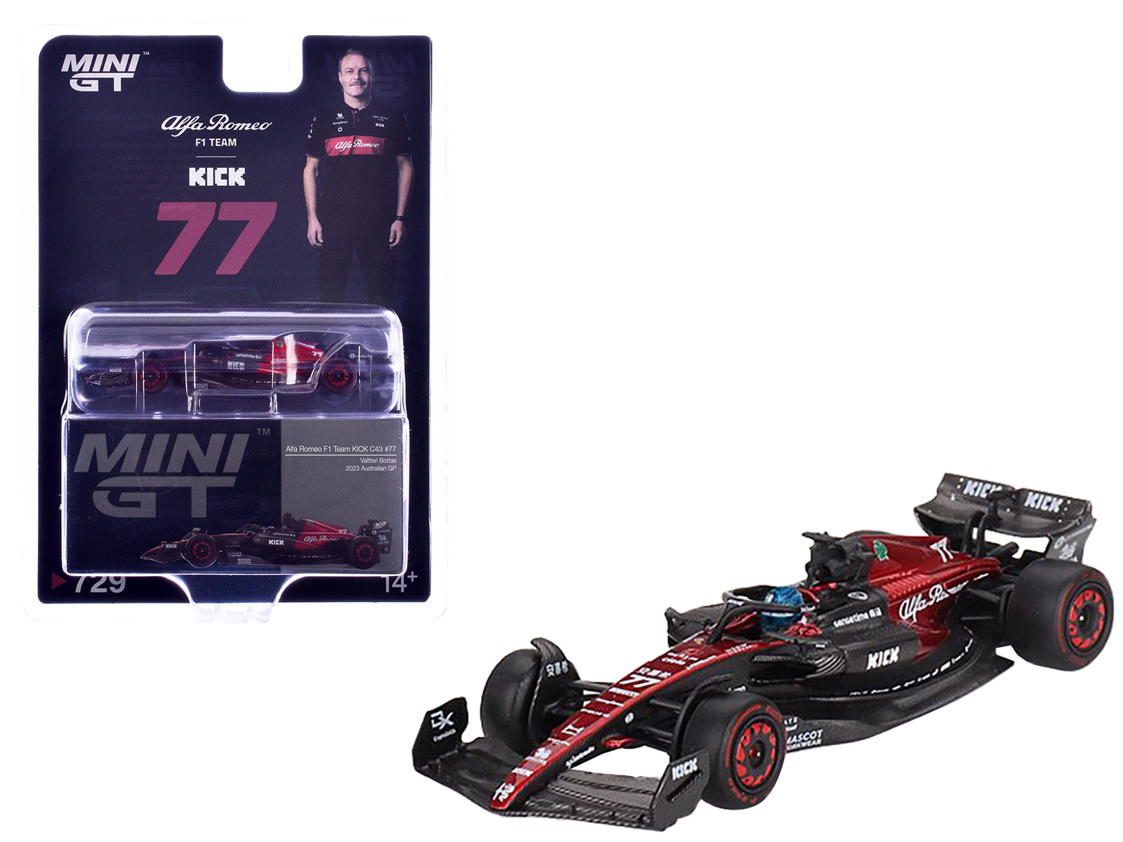 Alfa Romeo C43 #77 Valtteri Bottas "Alfa Romeo F1 Team Kick" Formula One F1 "Australian GP" (2023) Limited Edition 1/64 Diecast Model Car by Mini GT free shipping USA