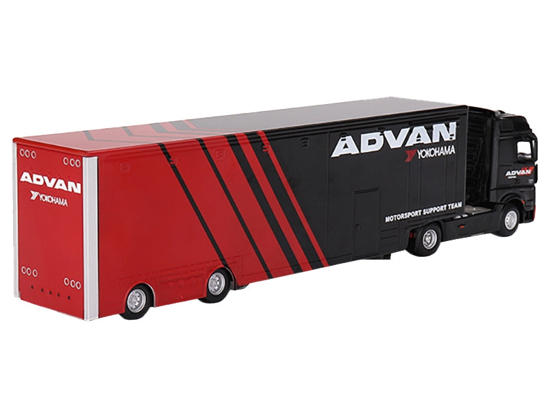 Mercedes-Benz Actros with Racing Transporter Red and Black "ADVAN" 1/64 Diecast Model Car by Mini GT - Premium Mercedes Models from Mini GT - Just $111.02! Shop now at Rapidvehicles