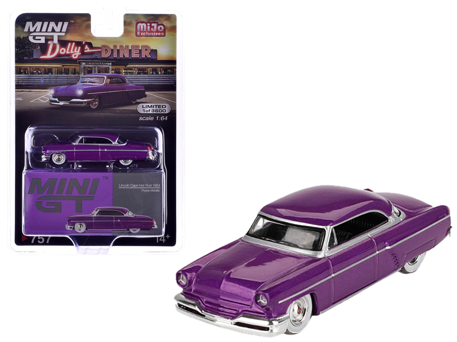 1954 Lincoln Capri Hot Rod Purple Metallic Limited Edition to 3600 pieces Worldwide 1/64 Diecast Model Car by Mini GT - Premium Lincoln Models from Mini GT - Just $31.53! Shop now at Rapidvehicles