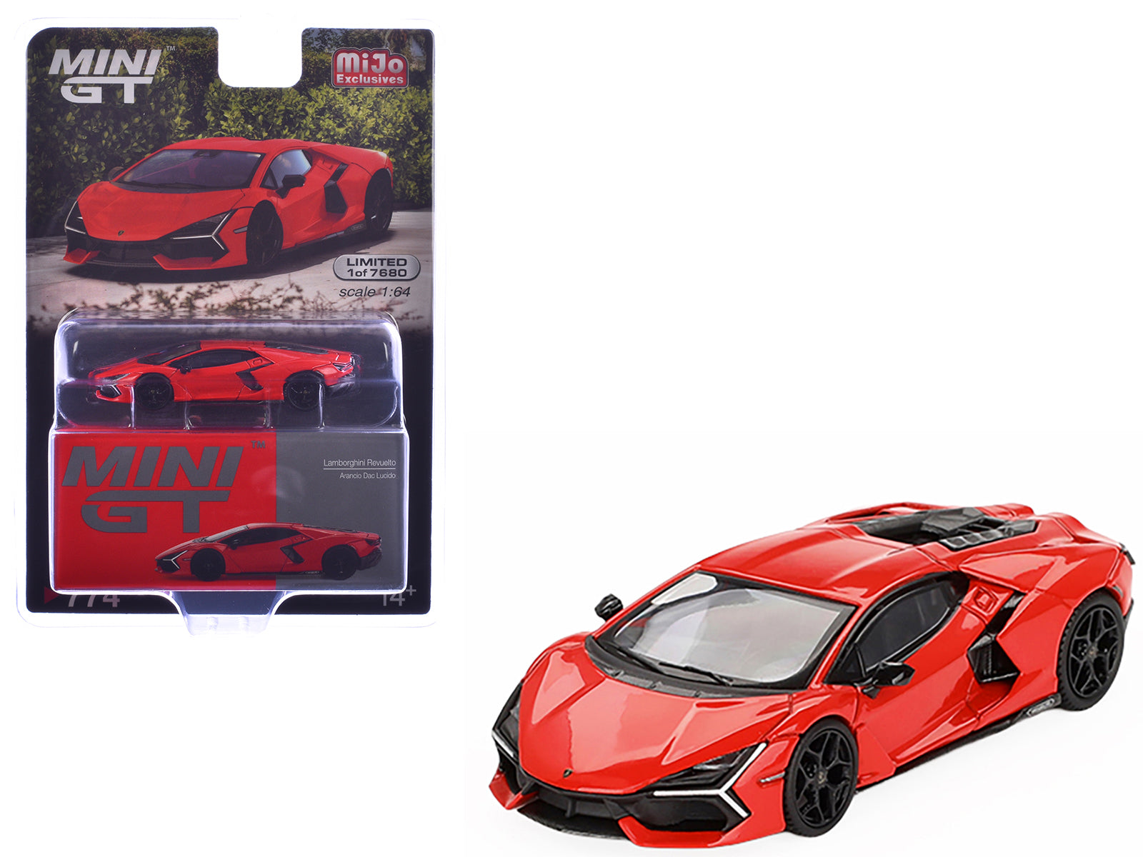 Lamborghini Revuelto Arancio Dac Lucido Orange Limited Edition to 7680 pieces Worldwide 1/64 Diecast Model Car by Mini GT free shipping USA