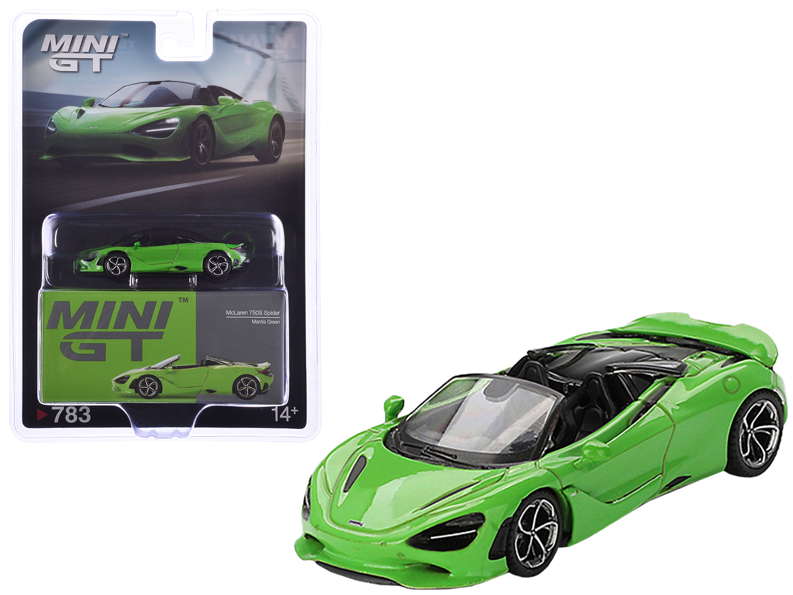 McLaren 750S Spider Mantis Green Limited Edition 1/64 Diecast Model Car by Mini GT free shipping USA