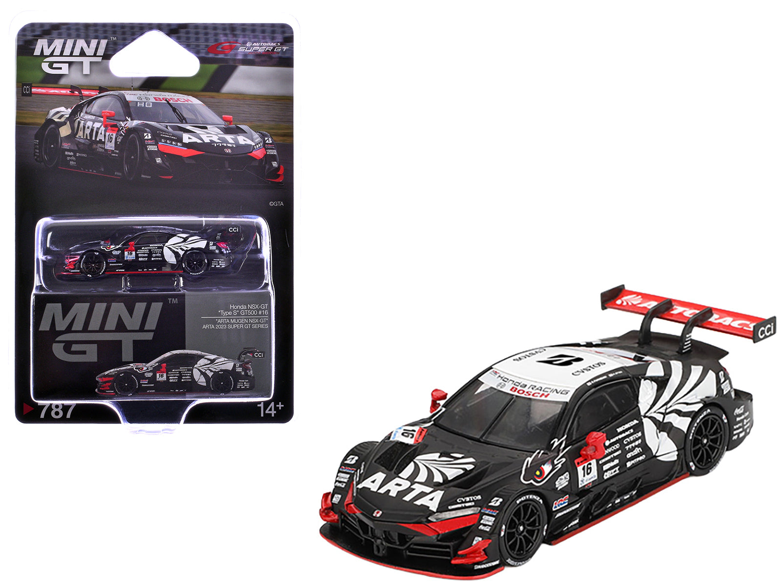 Honda NSX-GT "Type S" GT500 #16 Nirei Fukuzumi - Hiroki Otsu "ARTA" "Super GT Series" (2023) Limited Edition 1/64 Diecast Model Car by Mini GT free shipping USA