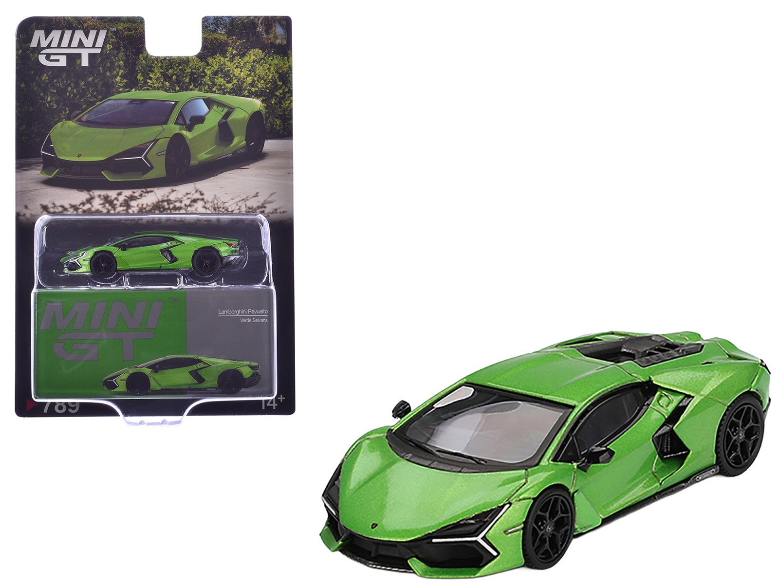 Lamborghini Revuelto Verde Selvans Green Metallic Limited Edition 1/64 Diecast Model Car by Mini GT free shipping USA
