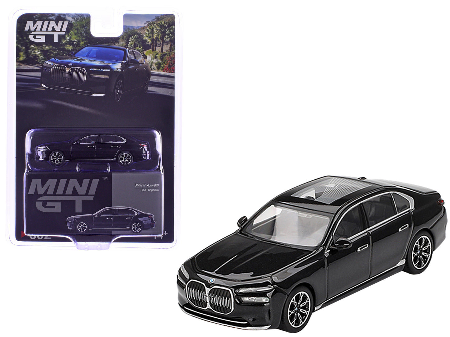 BMW i7 xDrive60 Black Sapphire Limited Edition 1/64 Diecast Model Car by Mini GT