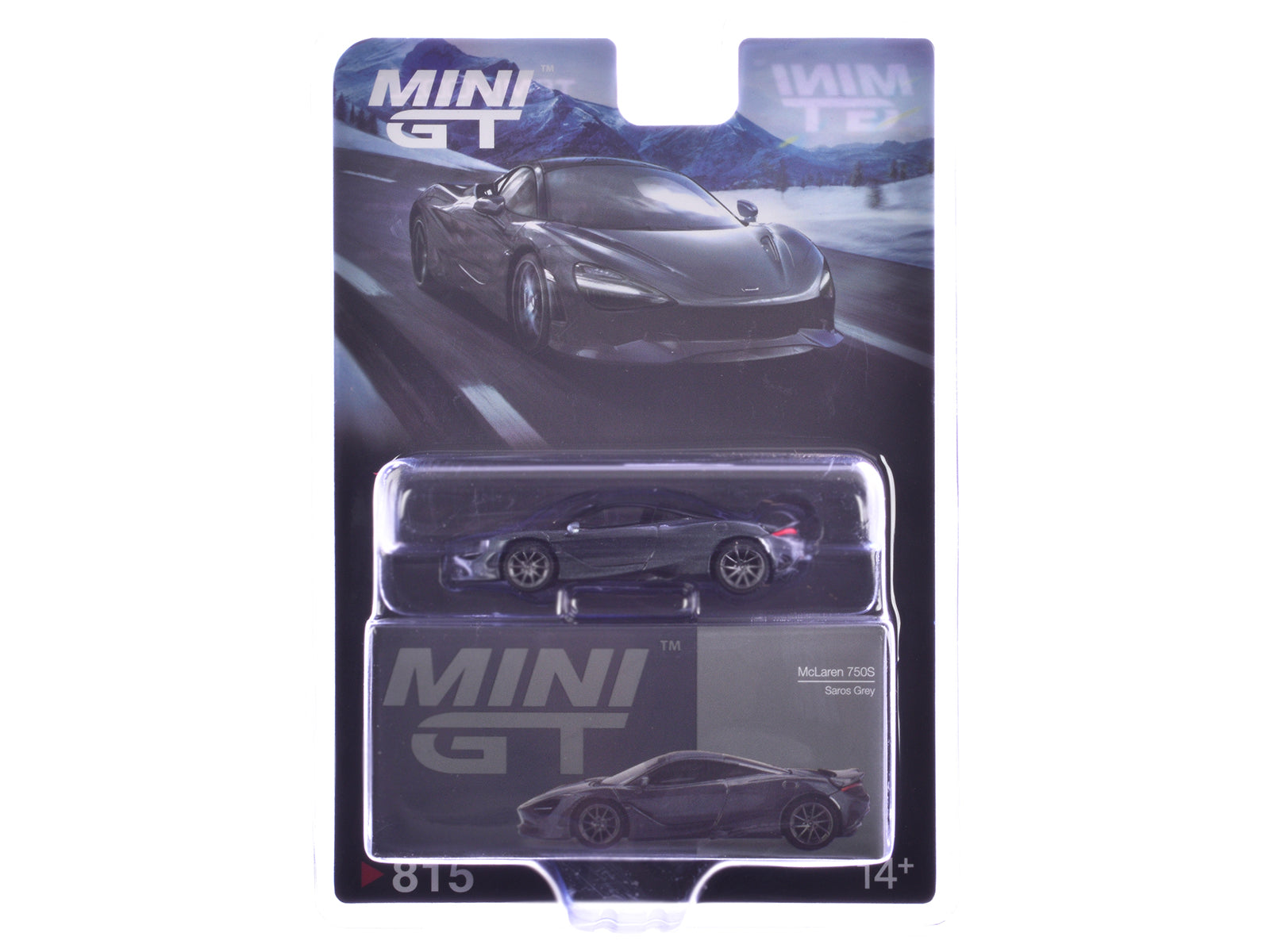 McLaren 750S Saros Gray Limited Edition 1/64 Diecast Model Car by Mini GT free shipping USA