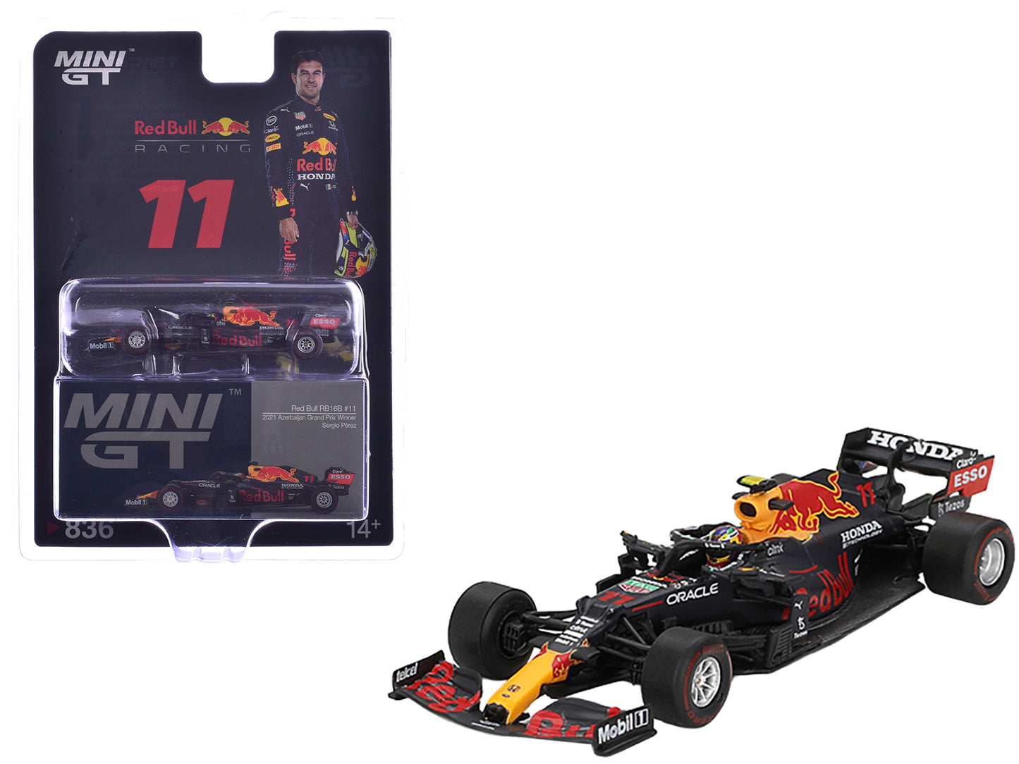 Red Bull RB16B #11 Sergio Perez Winner Formula One F1 "Azerbaijan GP" (2021) Limited Edition 1/64 Diecast Model Car by Mini GT - Use code SHOPAPP15 to get 15 percent off